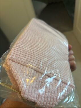 Tarte Pink Ribbed Makeup Bag